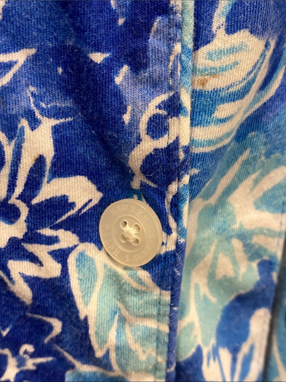 Ralph Lauren Blue & White Floral Short-Sleeve Button-Down Sleep Shirt Sz M - Picture 6 of 9